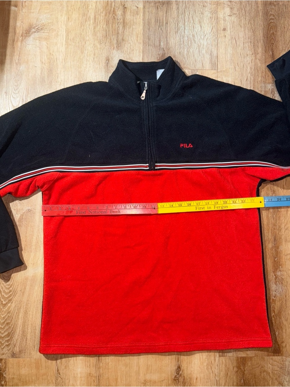 Fila Jumper Mens XL Red Black Fleece 1/4 Zip Pullover 100% Heavyweight Polyester